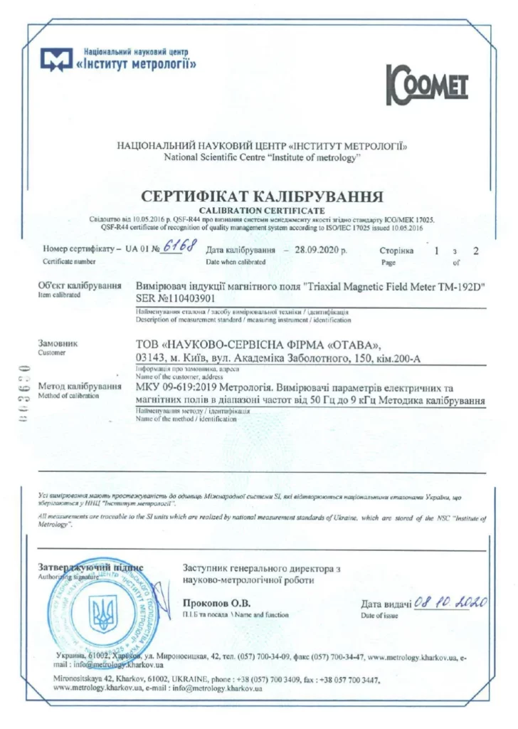 Сертифікат калібрування