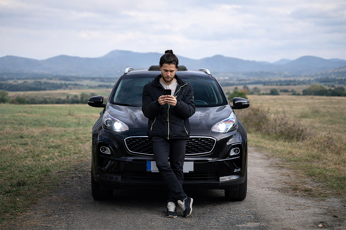 Хлопець у віддаленому регіоні користується старлінком